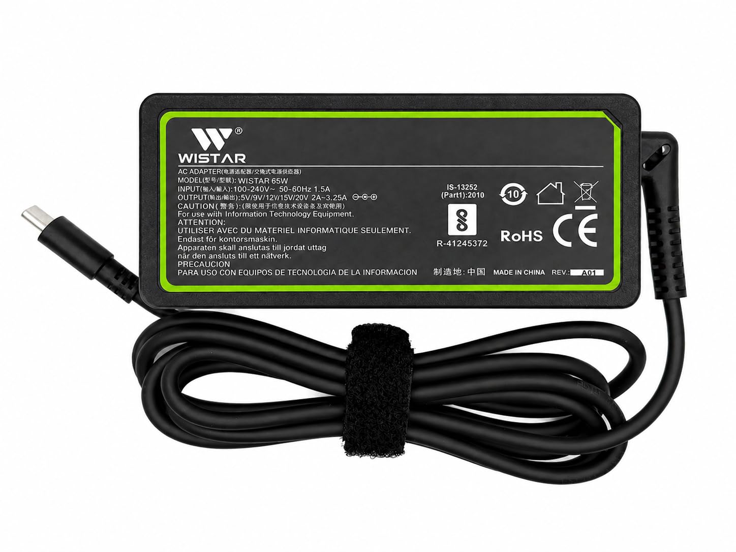 WISTAR New Genuine Laptop Charger 65W Watt 20V 3.25A USB Type-C AC